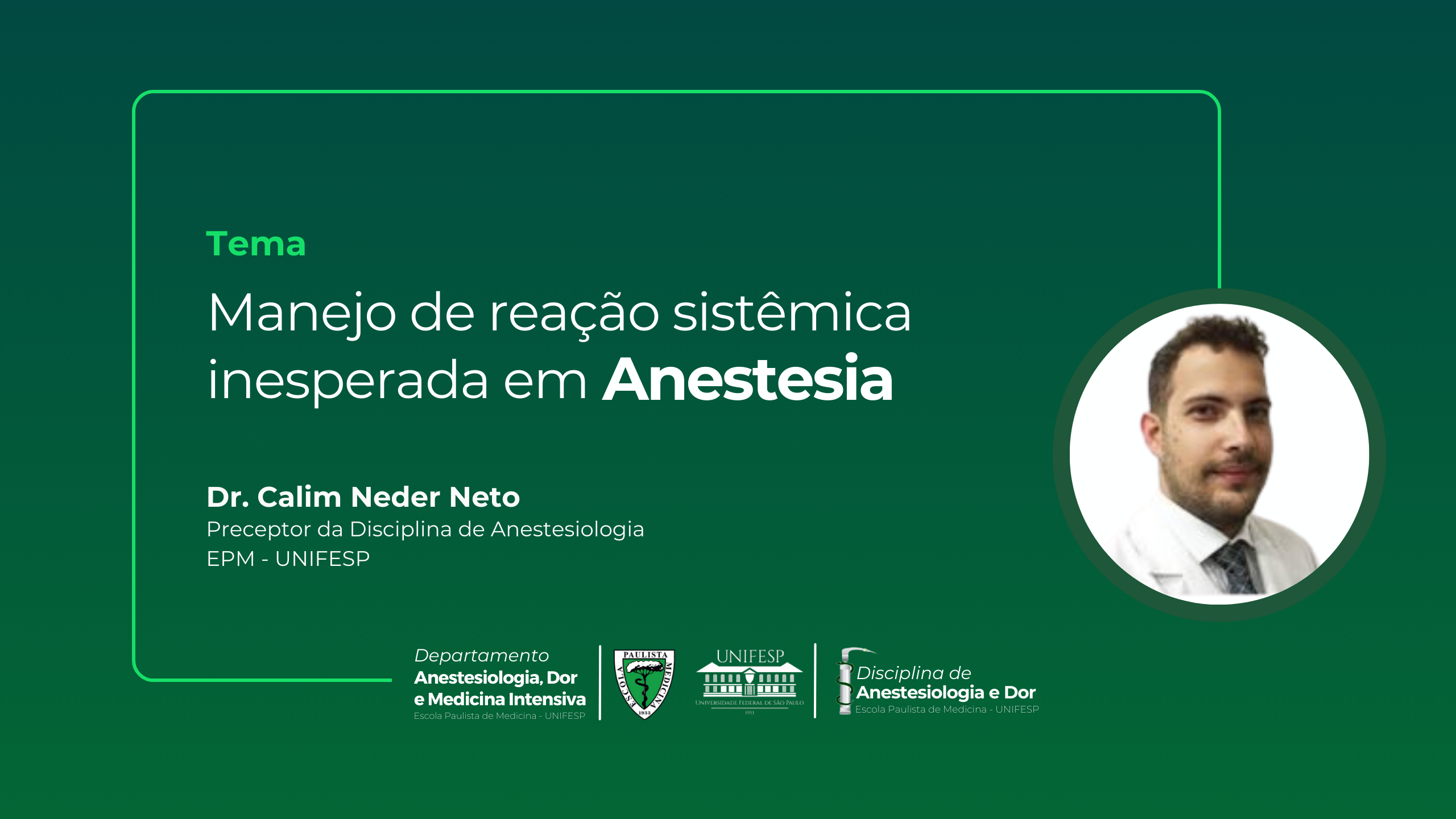 Manejo de reação sistêmica inesperada em Anestesia