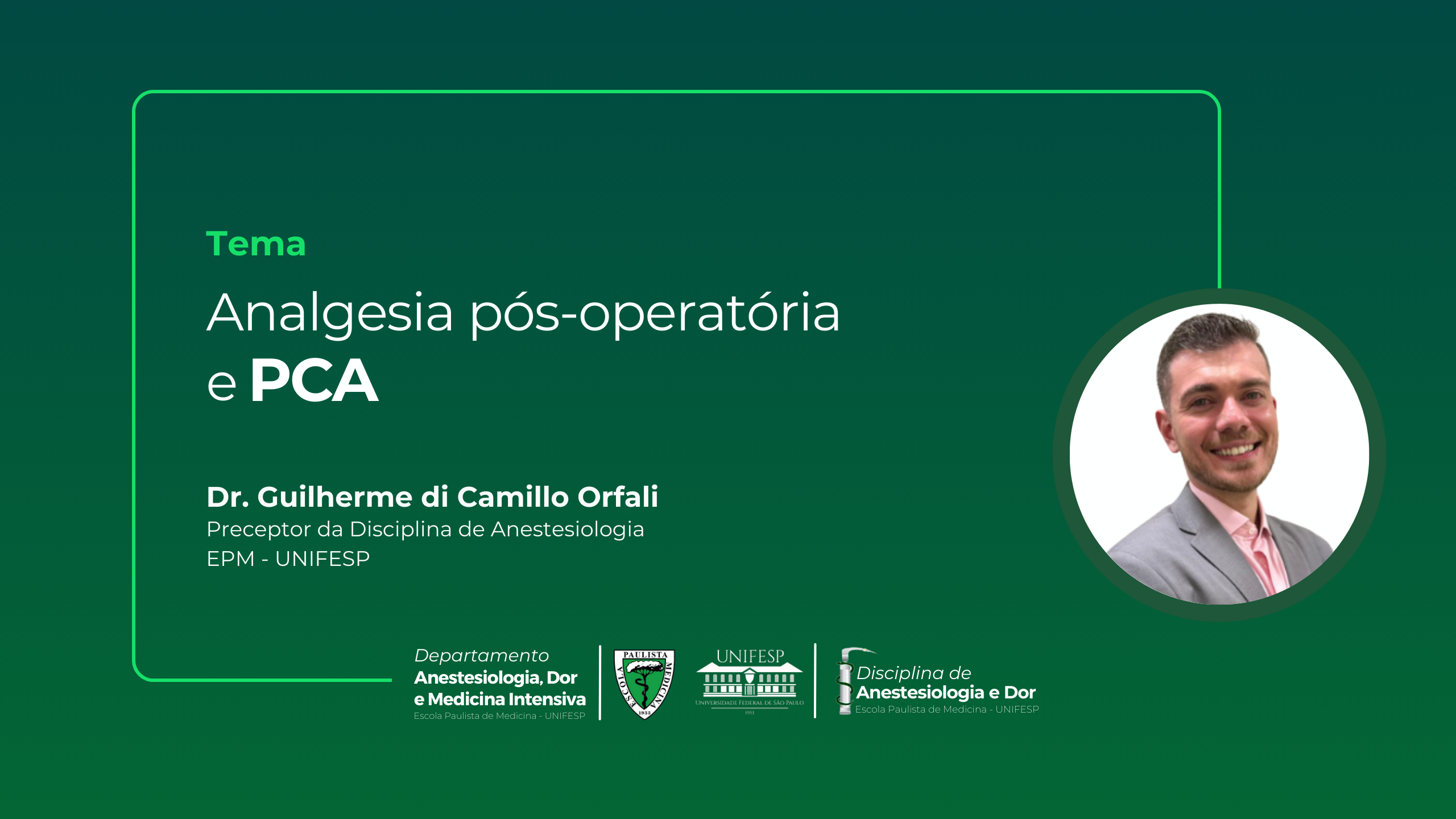 Analgesia pós operatória e PCA